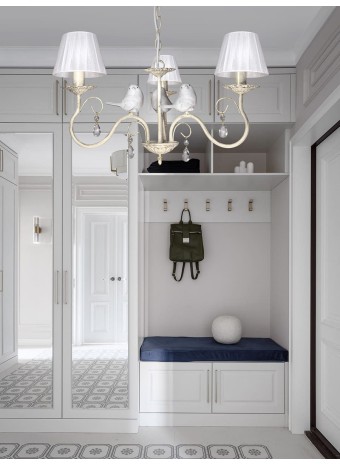 Люстра с птичками с хрусталем подвесная 3 абажура S1295-3 Петрасвет