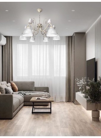 Люстра с птичками 6 плафонов с хрусталем Петрасвет S2615-6