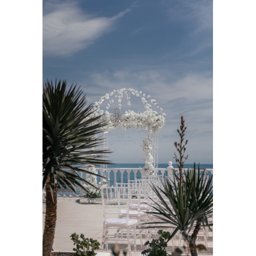 Ветка с розами белая с серебром S4036