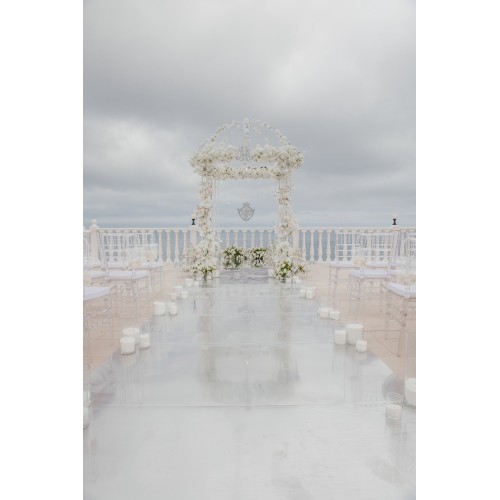 Ветка с розами белая с серебром S4036