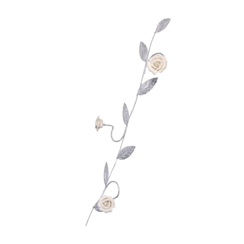 Ветка с розами белая с серебром S4036