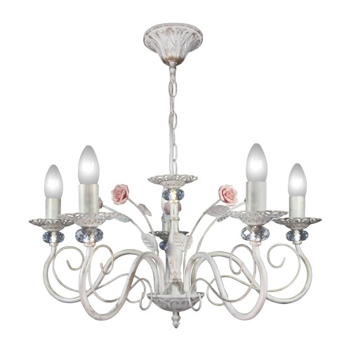 Люстра с хрусталем подвесная с цветами 5 ламп S1152-5